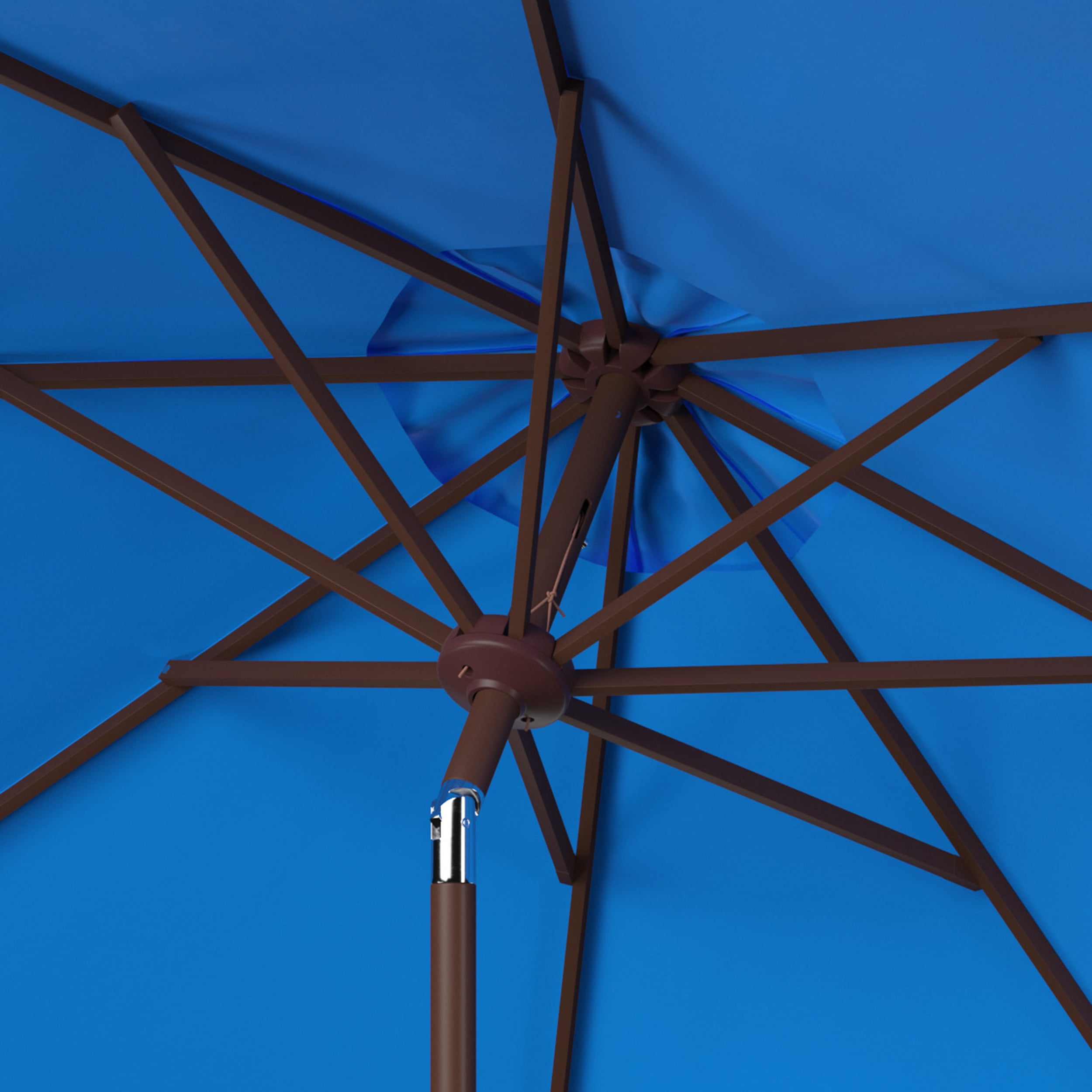 SAFAVIEH Ortega 9' Market Crank Auto Tilt Patio Umbrella, Pacific Blue