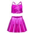 thumbnail image 3 of YiZYiF 2Pcs Girls Glittery Sequins Jazz Dance Suit Cheerleading Crop Top with Pleated Mini Skirt Hot Pink 6, 3 of 6