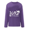 thumbnail image 4 of Lolmot Oversized Sweatshirt for Women 1692 They Missed One Sweatshirt Halloween Funny Vintage Letter Print Pullover Sweatshirt Casual Long Sleeve Crew Neck Pullover Tops, 4 of 4