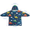 thumbnail image 7 of DarkBlue Dinosaurs Stars Hearts Blanket Hoodies for Kids 6-13YR Oversize Wearable Blanket Hoodies for Boys Girls Teens, 7 of 7