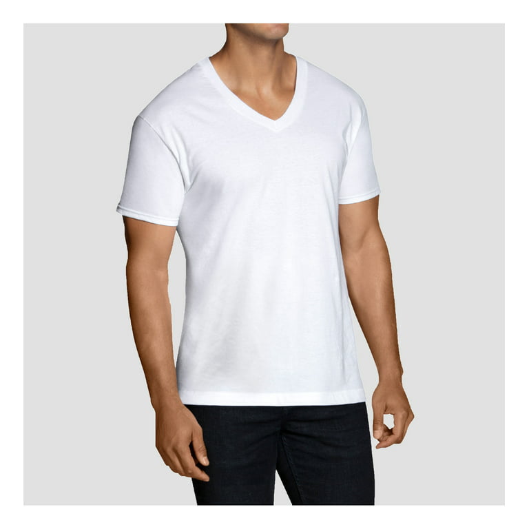 MENS 6 V-NECK T-SHIRTS - WHITE, - Walmart.com