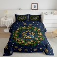 thumbnail image 2 of Christmas Bedding Queen Size Xmas Decorations Nativity Scene Bedding Comforter Sets, Religious Jesus Christmas Tree Comforter Set For Halloween Christmas Rustic Party Holiday Decor, Navy Blue, 2 of 5