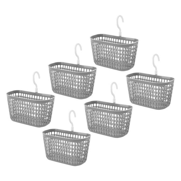 MOKKHNB 6Pcs Grey Plastic Hanging Baskets for Shower Organizer and Kitchen Storage with Rotating Function