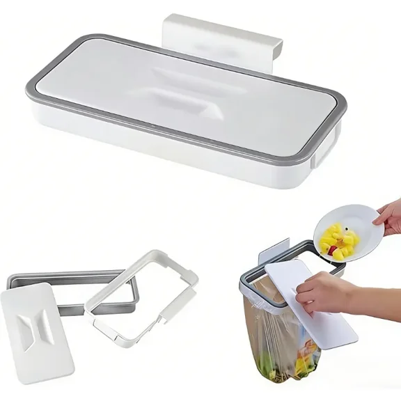 MesaSe Portable Trash Bag Holder, Hanging RV Garbage Bag Holder, with Lid Kitchen Trash Bin Garbage Bags Storage Rack