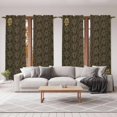 thumbnail image 6 of Brown Golden Floral Kitchen Curtain for Berdoom Living Room Cafe 72 Inch Length, Modern Abstract Spring Flowers Tiers Curtains Light Filtering Drapes Rod Pocket Window Treatment 2 Panels 52"Wx72"L, 6 of 8