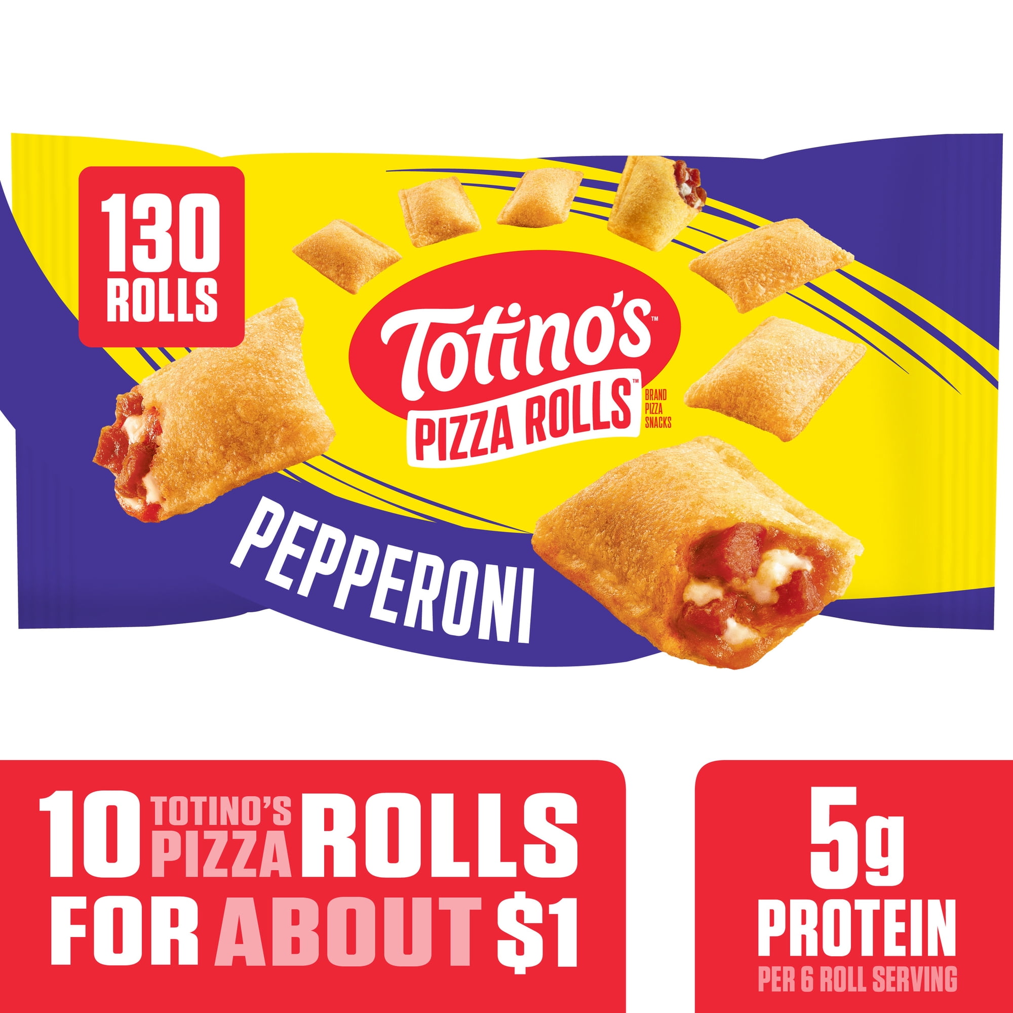 Totino's Pizza Rolls, Pepperoni Pizza Flavored, Frozen Appetizers, 130 Rolls, 63.5 oz