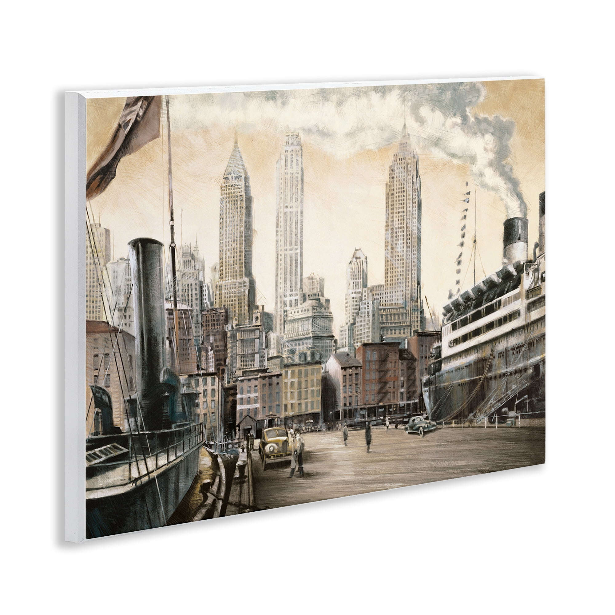 Stupell Industries Urban Boat Harbour Scenery Painting Unframed Art Print Wall Art, 14 x 11