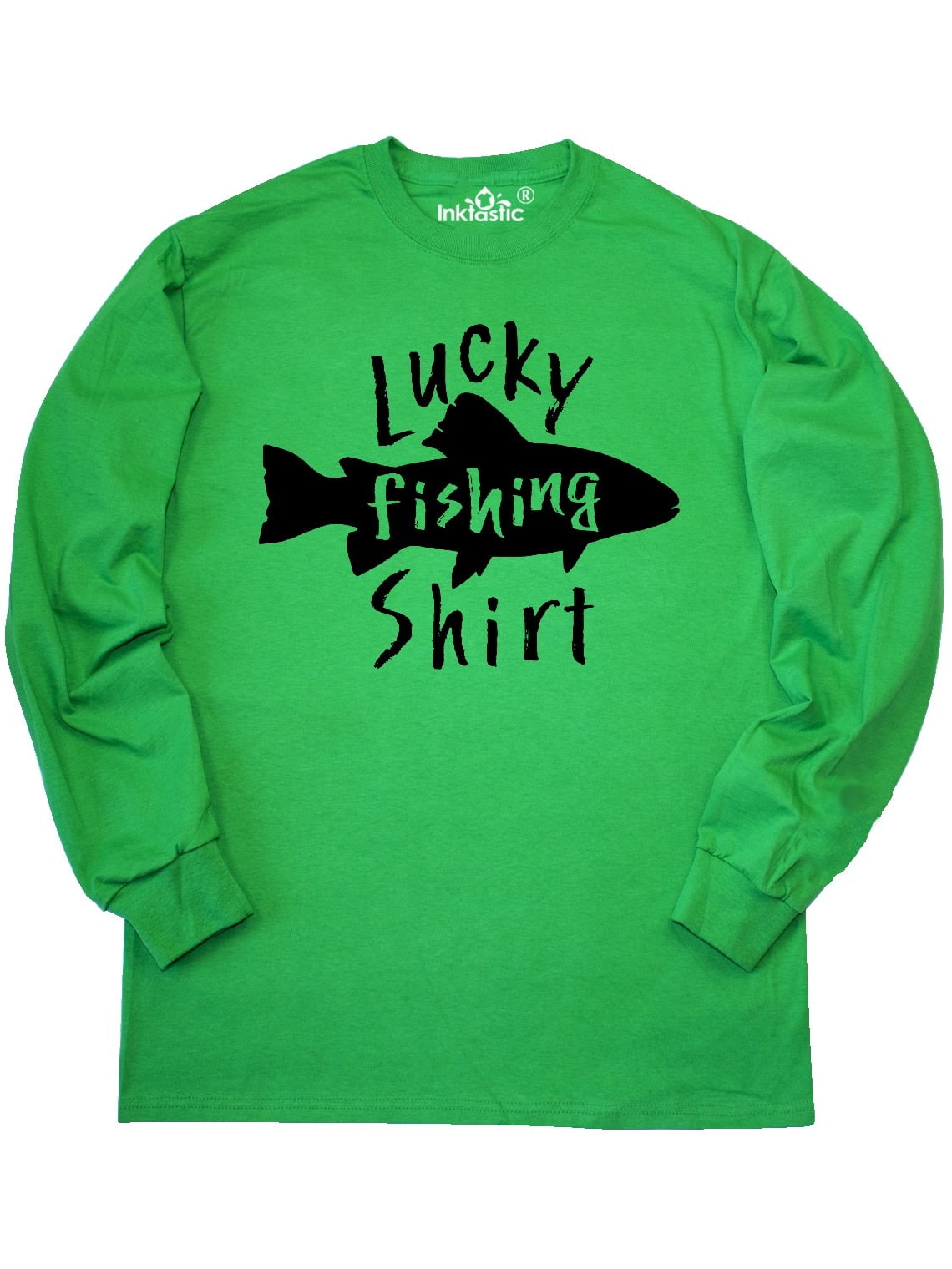 INKtastic - Lucky Fishing Shirt- fish Long Sleeve T-Shirt ...