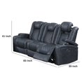 thumbnail image 5 of Benjara BM299099 83 in. Power Reclining Sofa with Storage Console, Breathable Leather, Blue, 5 of 5