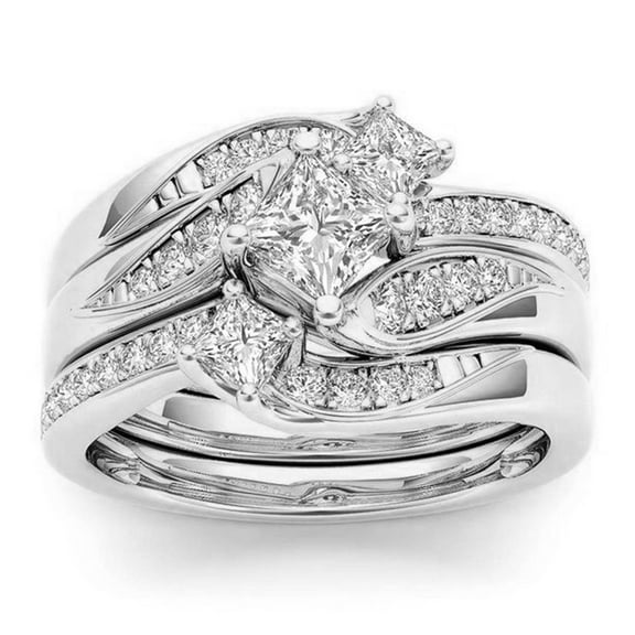 Cinvoph Womens Rings Wedding Band Rings, 3-in-1 Wedding Engagement Bridal Ring Set, Promise Rings for Women, Anniversary Jewelry Accessories Gift