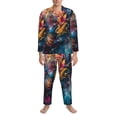 thumbnail image 3 of Picia Vibrant Rooster Painting Pattern Men’s Long-Sleeve Sleepwear Set - Soft 2-Piece Loungewear with Pockets, Comfy PJs for Relaxing Nights-XX-Large, 3 of 7
