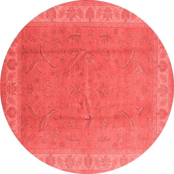 Ahgly Company Indoor Round Oriental Red Industrial Area Rugs, 3' Round