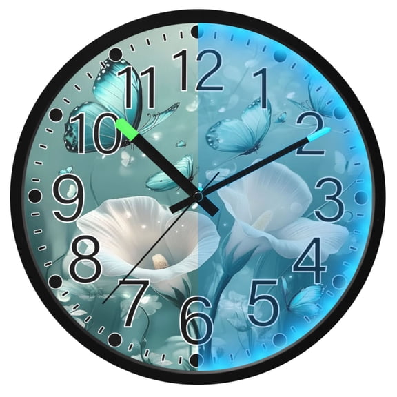 Ryvnso Flower Butterfly-s1 12 Inch Night Light Wall Clock Silent Battery Operated Luminous Clocks