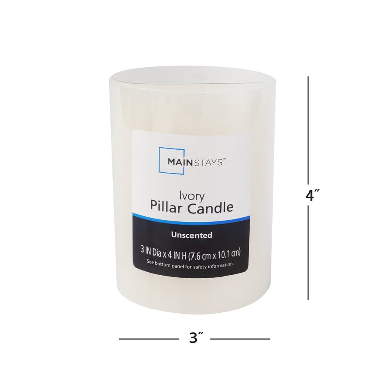 Mainstays 3 x 4 Unscented Ivory Pillar Candles, 2-Pack photo 3
