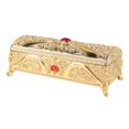 thumbnail image 1 of Vintage Rectangular Metal Jewelry Box, Delicate Pattern Trinket Box with Soft Velvet for Rings, Earrings, Gold, 1 of 2