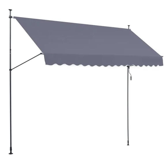 Patio Awning Retractable, Awning Sunshade Shelter with Manual Crank Handle, Outdoor Patio Canopy, Adjustable Height, for Patio Balcony Yard, Dark Gray