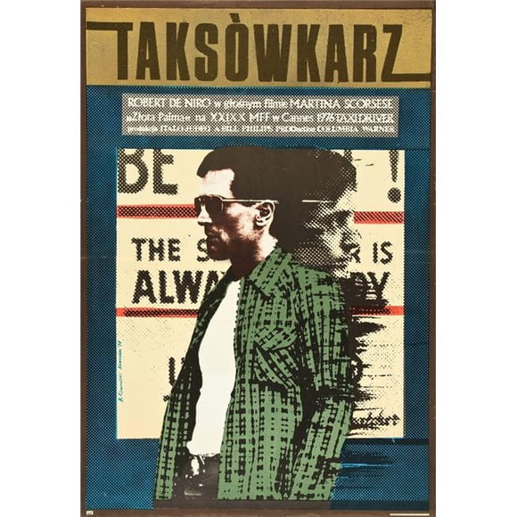 Everett Collection EVCMCDTADREC076HLARGE Taxi Driver Robert De Niro On Polish Poster Art 1976 Movie Poster Masterprint, 24 x 36 - Large