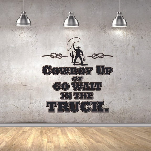 Go Wait in the Truck Cowboy Cowgirl Quote Country Life Quotes Wall Sticker Art Decal for Girls Boys Room Bedroom Garage House Fun Home Decor Stickers Wall Art Vinyl Decoration Size (30x30 inch)