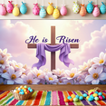 thumbnail image 6 of LUUFILx Easter He is Risen Backdrop Banner Spring Church Decoration Floral Cross Background Religious Event Supplies Party Celebration Decor Christian, 6 of 8