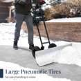 thumbnail image 4 of 36in Galvanized Blade Heavy-Duty 2-Wheel Snow Pusher Hand Plow for Snow Removal w/Wheels, Adjustable Handle, Blade Angle - Silver, 4 of 14