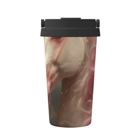 

Hirioo Haired White Horse for Coffee Travel Mug Insulated Coffee Mug with Lid