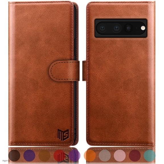 SUANPOT For Google Pixel 7 Pro Wallet Case with RFID Blocking Credit Card Holder,Light Brown