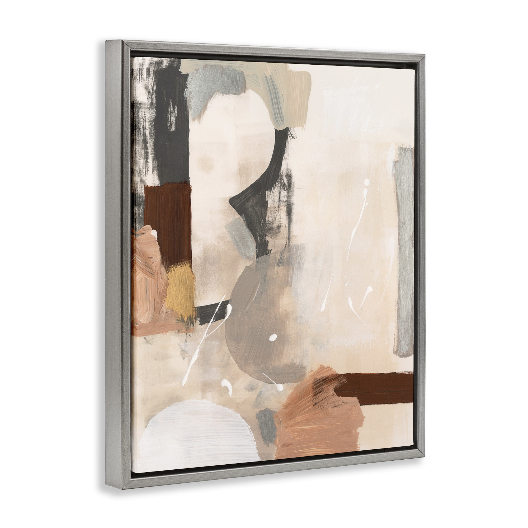 Stupell Industries Expressive Rustic Abstract Abstract Painting Gray Floater Framed Canvas Art Print Wall Art, 25 x 31