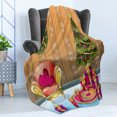 thumbnail image 4 of Christmas Soft Flannel Fleece Throw Blanket, Happy Noel Themed Cartoon of Room with Seat Flourish Tree and Gift Boxes, Cozy Plush for Indoor and Outdoor Use, 50" x 70", Multicolor, by Ambesonne, 4 of 5