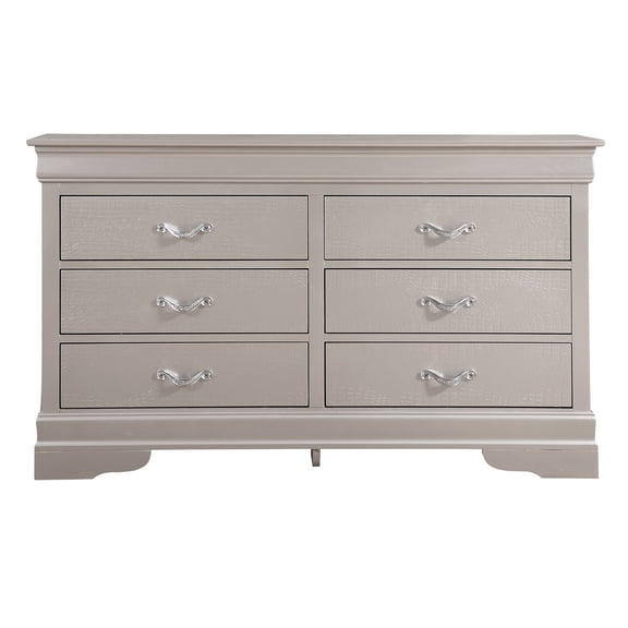 Contemporary Home Living 6-Drawer Wooden Bedroom Chest - 59" - Silver Champagne