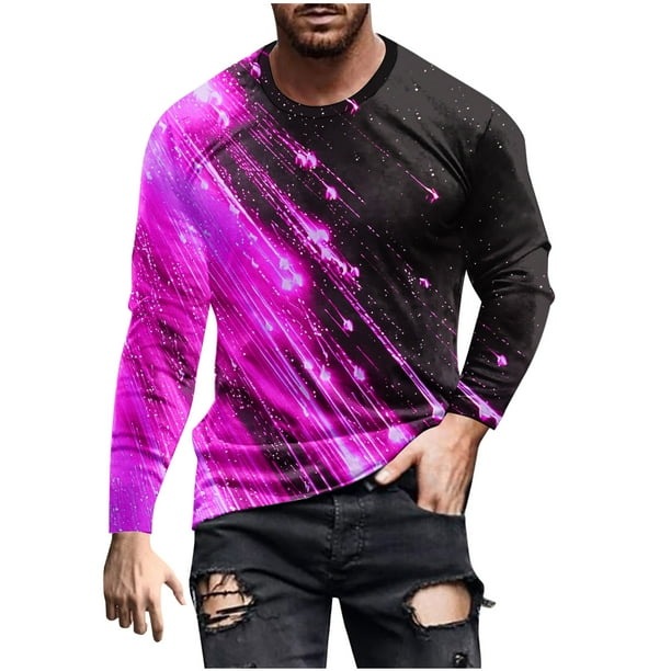 Blusas y camisas de manga larga y cuello redondo para hombre, camisetas casuales con estampado de moda y cuello redondo, blusas de licra de manga corta para hombre.