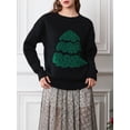 thumbnail image 3 of TheFound  Women's Christmas Tree Sweaters Drop Shoulder Long Sleeve Round Neck Ribbed Loose Knitted Tops, 3 of 8