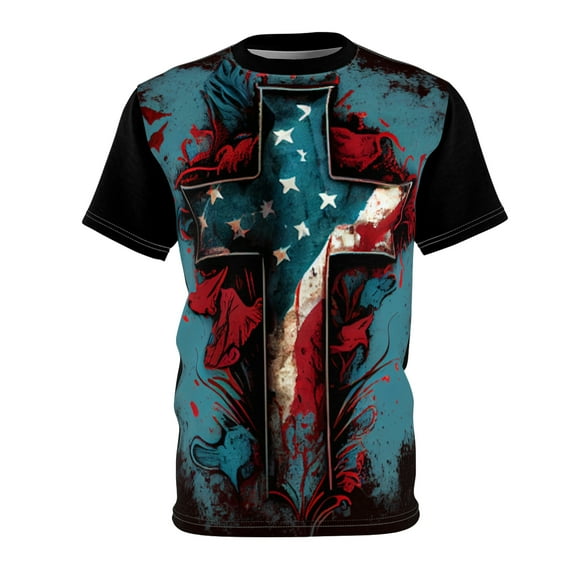 Patriotic Cross AOP unisex T-shirt