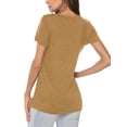 thumbnail image 5 of Fancyglim Women Basic T Shirts Crew Neck Short Sleeve Slim Fit Tops(Brown XL), 5 of 9