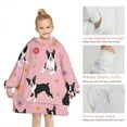 thumbnail image 6 of Boston Terrier Dogs and Flowers Blanket Hoodies for Kids 6-13YR Oversize Wearable Blanket Hoodies for Boys Girls Teens, 6 of 7