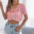 thumbnail image 6 of yillto Womens Crop Cover up Open Front Lightweight Summer Cardigans Short Sleeve Crochet Coverups, 6 of 7