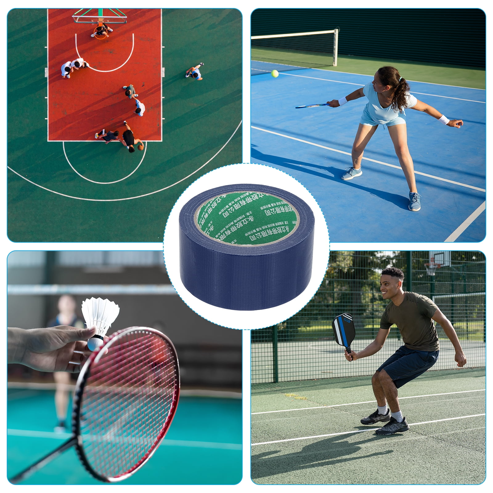 Uxcell Pickleball Ball Court Marking Tape 66ft, Marking Edge Guard Ultra-Adhesive Tape, Navy Blue 2 Pcs