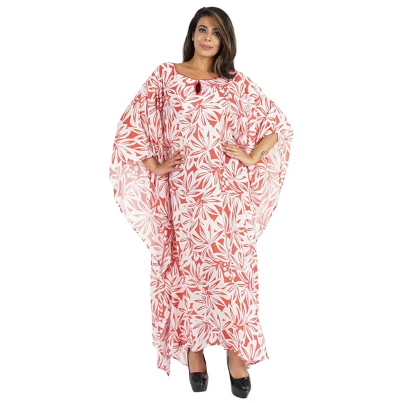 Moomaya Cotton Kaftan Cover Up Printed Kimono Sleeve Long Maxi Caftan Loungewear