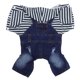 thumbnail image 1 of 1 pieza de ropa para mascotas con capucha a rayas, monos para perros, traje de tirantes de mezclilla duradero para exteriores, talla S, 1 of 4