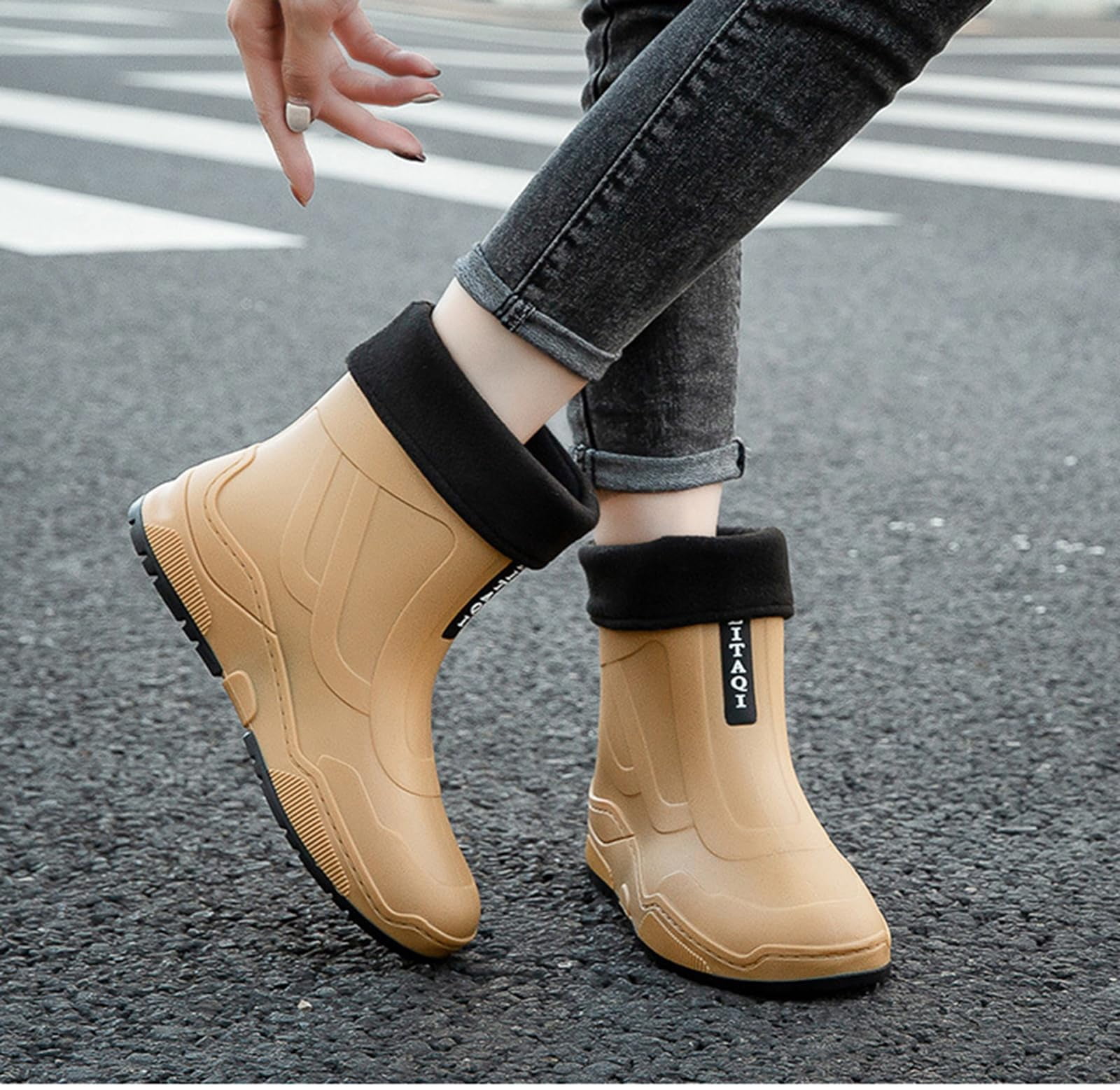 AUXDIQ Rain Boots Women Men Short Ankle Waterproof Rain Shoes Outdoor Garden Shoes