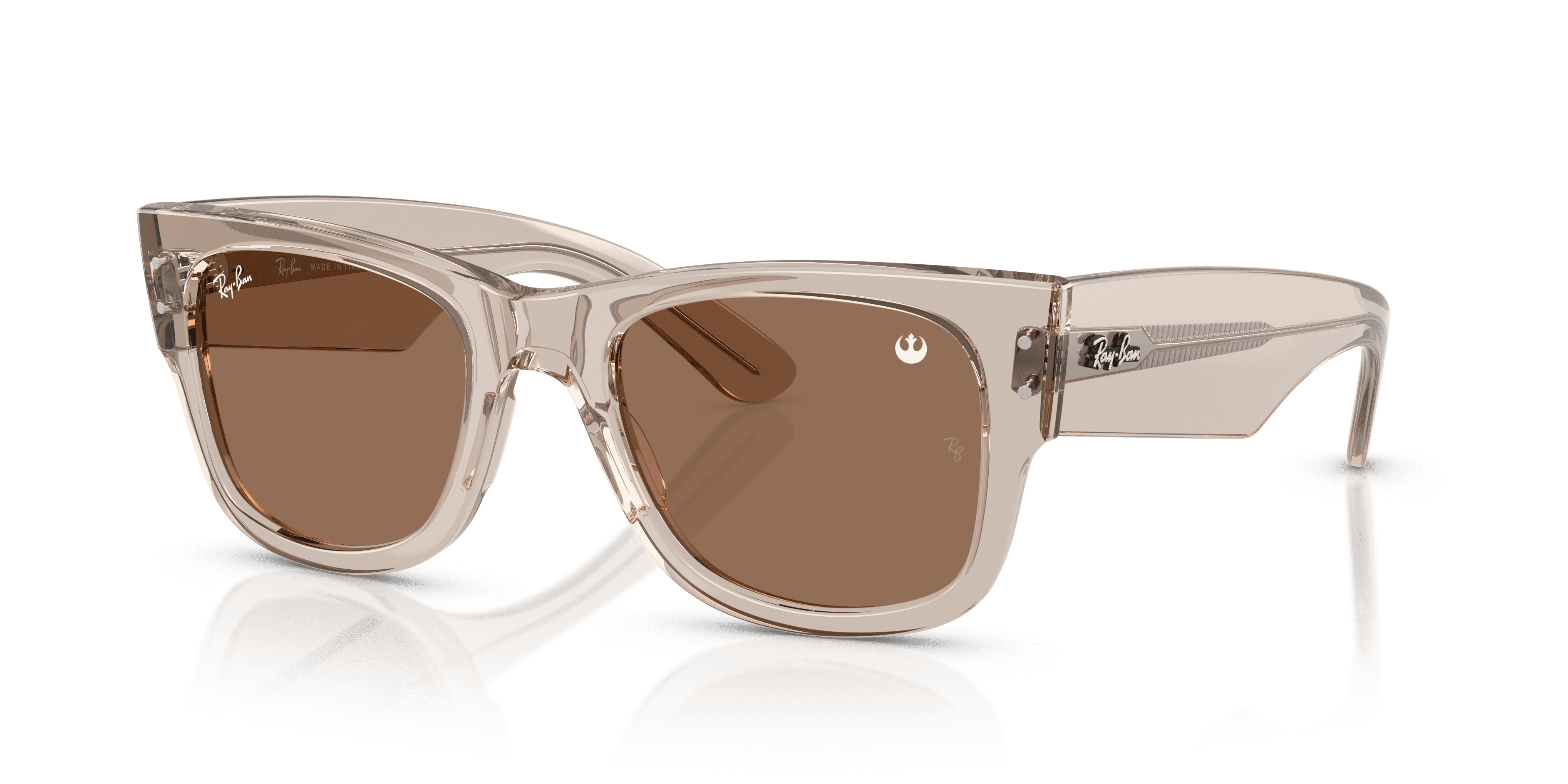Ray-Ban Star Wars The Rebel Alliance Mega Wayfarer Sunglasses, Transparent Light Brown/Dark Brown, Size 51
