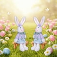 thumbnail image 6 of ToyKingdee Easter Bunny Plush with Floral Overalls and Bow, Whimsical Spring Stuffed Animal for Home Decor and Play, 6 of 6