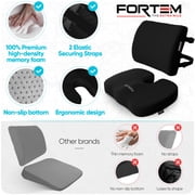 FORTEM Seat Cushion, Office Chair Cushion, Lumbar Support Pillow for Office Chair, Memory Foam Car Seat Cushions, Sciatica Coccyx Tailbone Pain Relief, Cushions for Back Support, Washable, Non Slip