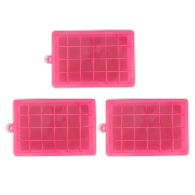 Molde de 24 cubos con tapa, reutilizable y fácil de desmoldar, perfecto para cubitos de hielo de silicona de color rojo rosado con whisky