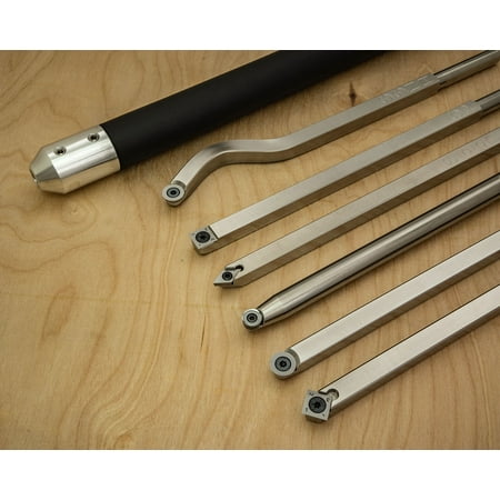 

6 Tool Set of Carbide Wood Lathe Tools Plus Interchangeable Foam Grip Handle