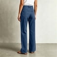 thumbnail image 7 of Womens Straight Leg Jeans, Button Zip Closure & Side Pockets Design, Full Length Jeans, Street & Casual Wear | VerBelle,Dark Blue L, 7 of 7