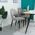 thumbnail image 2 of Set of 2 Dining Chairs with Curved Back, Linen Upholstered Chairs with Padded Seat and Metal Legs, Modern Accent Chairs for Kitchen Offices Living Rooms, Beige, 2 of 7
