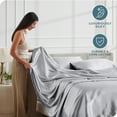 thumbnail image 3 of Bare Home Luxury Poly Satin Sheet Set for Hair and Skin, 15” Deep Pockets, Twin XL, Silver, 3 of 7