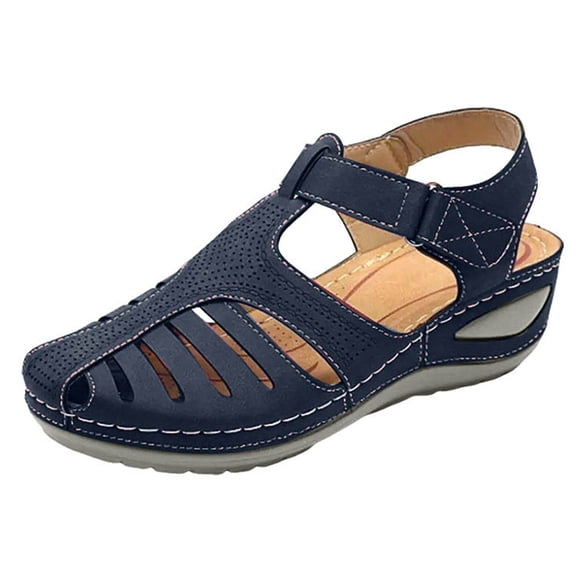 YLYL Gladiator Sandals for Women Hollow out Ankle Strap Closed Toe Wedge Heel No Slip Dressy Casual Summer Sandals