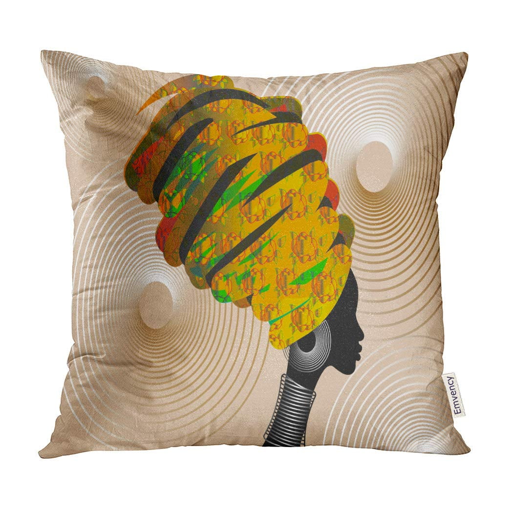 ECCOT Portrait Beautiful Woman in Traditional Turban Kente Head Dashiki