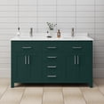 thumbnail image 2 of Wyndham Collection Beckett 60" Wood Double Bathroom Vanity in Green/Nickel, 2 of 6